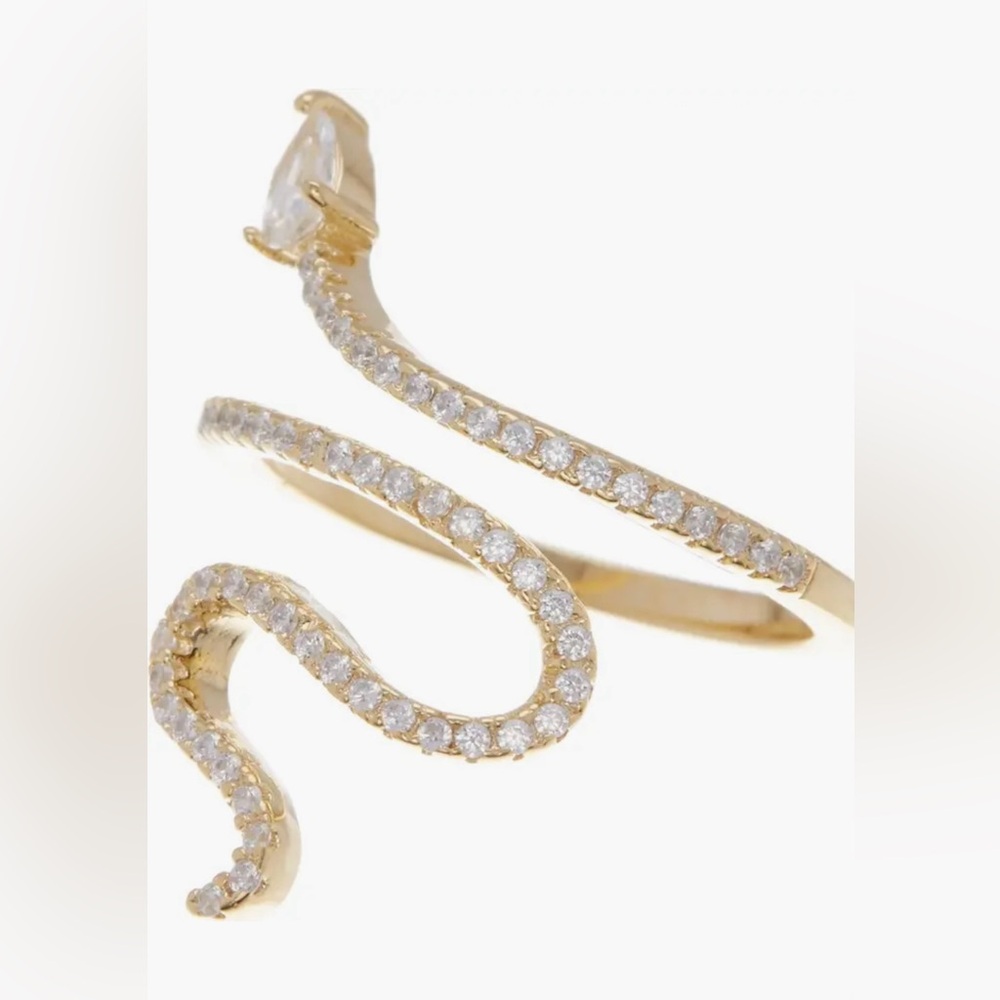 Adornia 14K Gold Plated Swarovski Crystal
Accented Winding Snake Ring, Size 7
